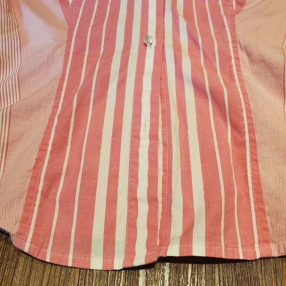 Express Striped Top Pink White Blouse Button Down Shirt Cotton Preppy Casual 4 - Picture 5 of 9